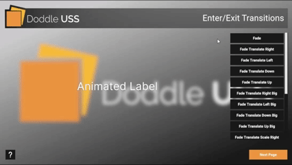 Gif showing a label with exit fade animations