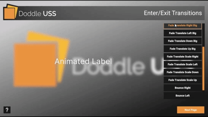 Gif showing a label with exit misc animations