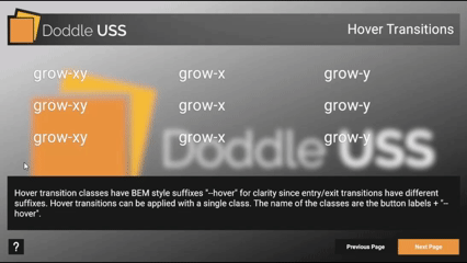 Gif showing labels with a hover grow animation
