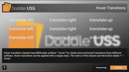 Gif showing labels with a hover translate animation