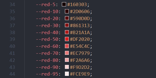 Palette theme file focused on red classes
